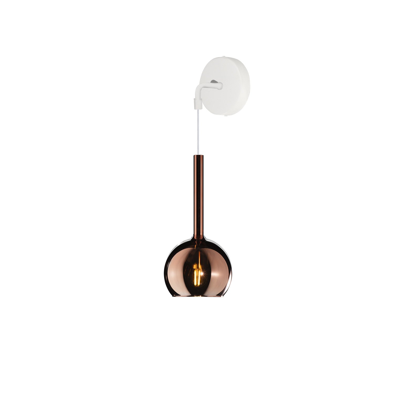 Applique Contemporanea Future Metallo Bianco Vetro Rame 1 Luce E27 1155BI_A-RA
