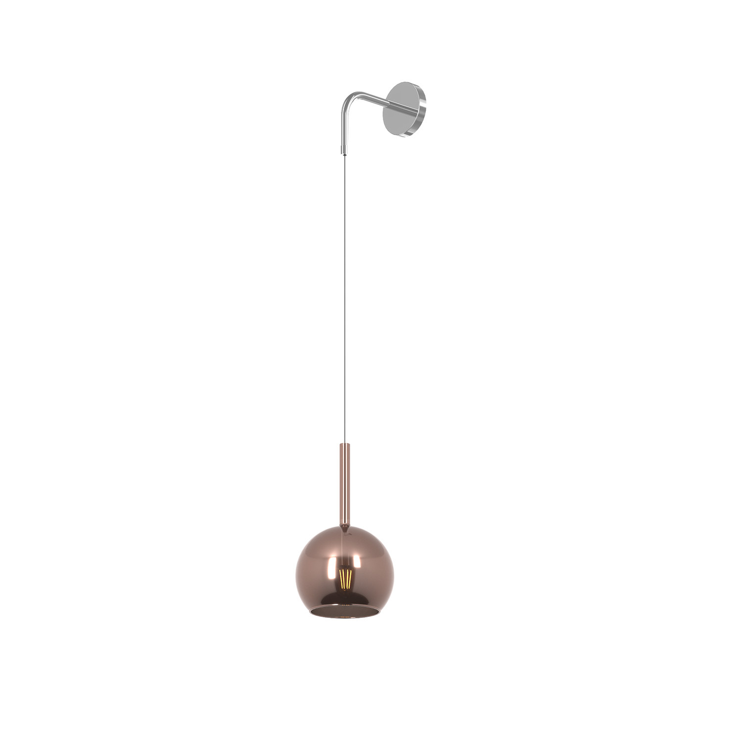 Applique Contemporanea Future Metallo Cromo Vetro Rame 1 Luce E27 1155CR_A-RA