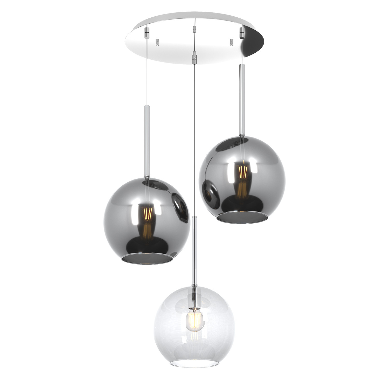 Lampadario Contemp Future Metallo Cromo Vetro Grande Trasp-Cromo 3 Luci E27 1155CR_S3TG-TC