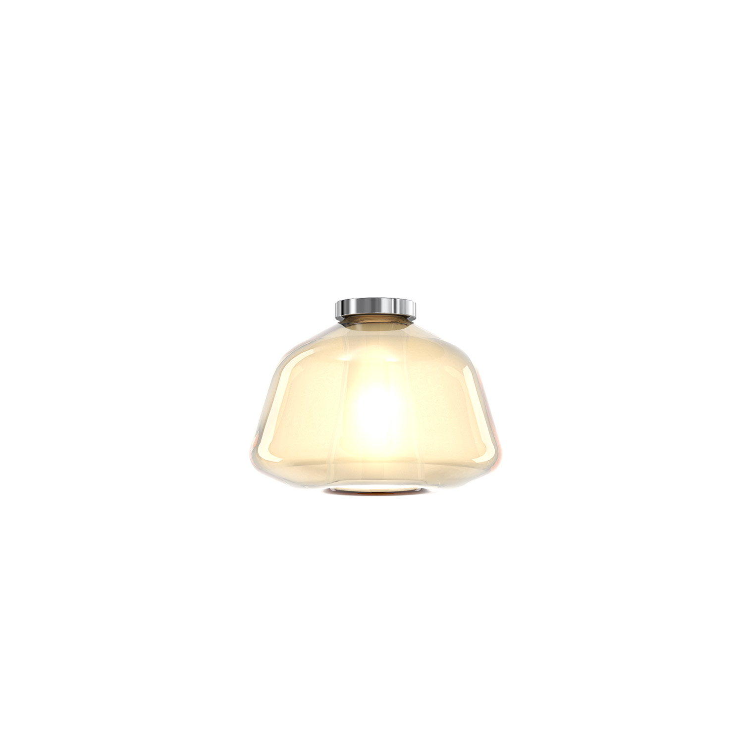 Plafoniera Contemporanea Double Skin Alpha Metallo Cromo Vetro Ambra 1 Luce E27