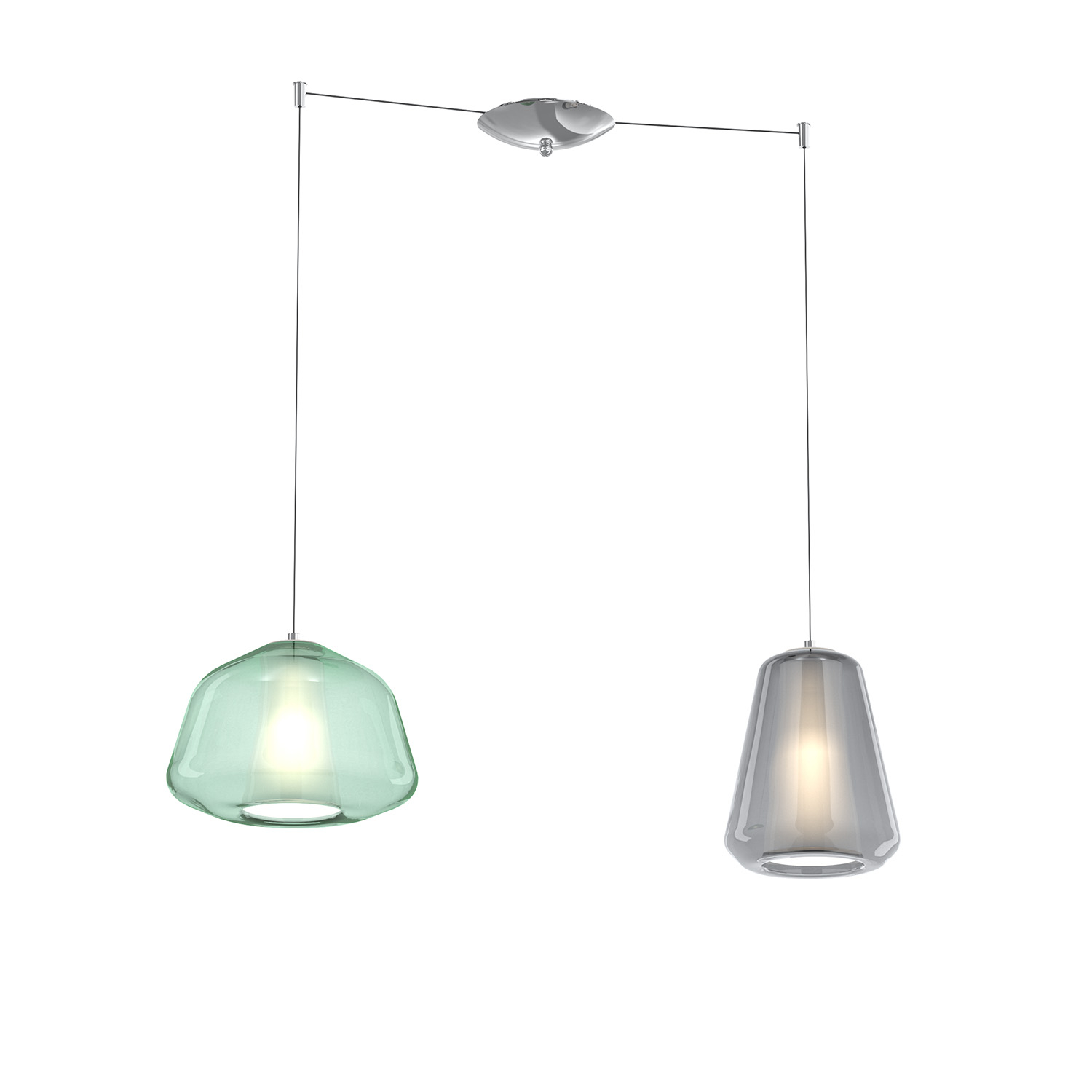 Lampadario Contemp Double Skin Metallo Cromo Vetro Ag Multicolor 2 Luci E27