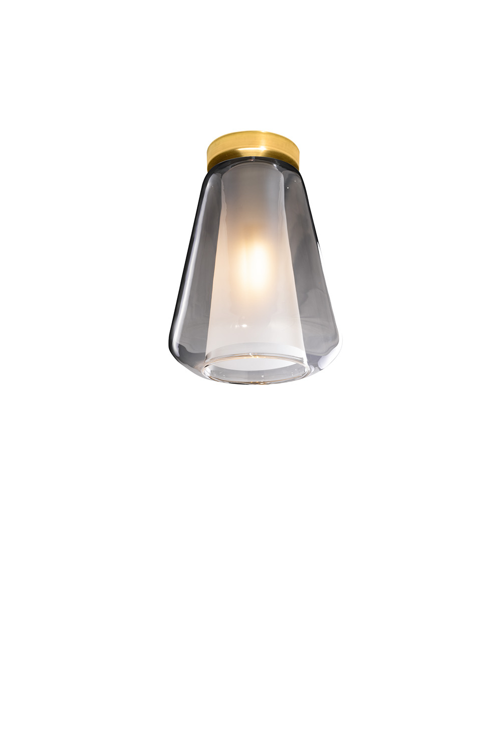 Plafoniera Contemporanea Double Skin Metallo Ottone Vetro Fumè 1 Luce E27