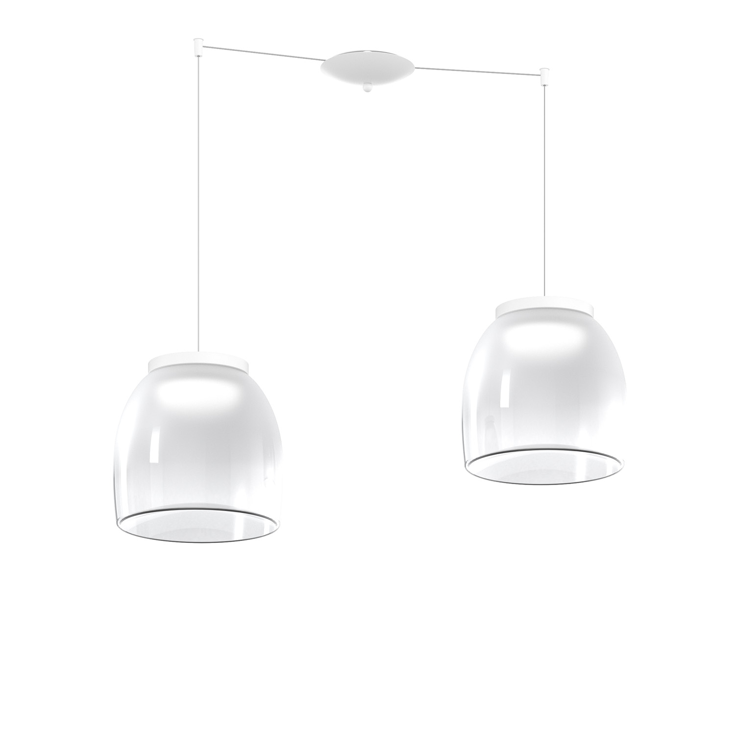 Lampadario Contemporaneo Drum Metallo Bianco Vetro 2 Luci Led 32W Calda