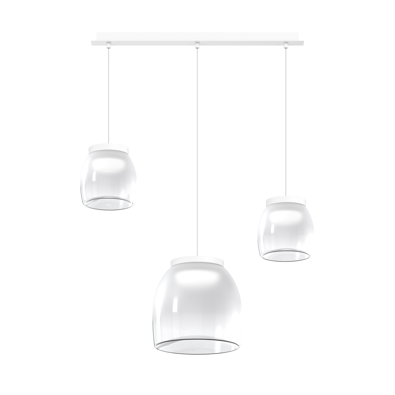Lampadario Contemporaneo Drum Metallo Bianco Vetro 3 Luci Led 16-16W Calda
