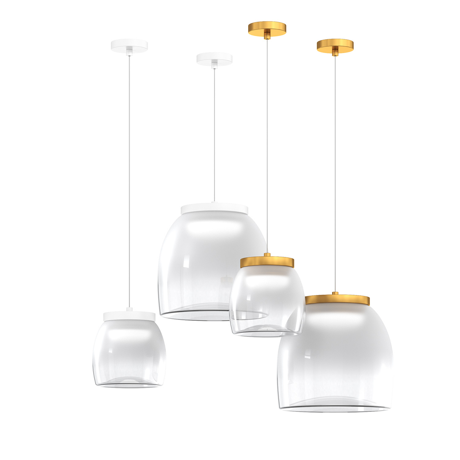 Lampadario Contemporaneo Drum Metallo Oro Vetro 1 Luce Led 16W Calda 1192OO_S1SG-OO
