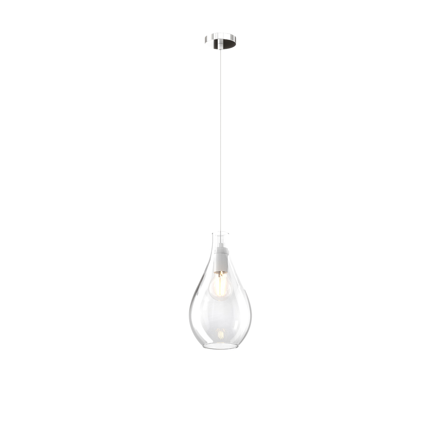 Lampadario Contemporaneo Drop 2.0 Metallo Cromo Vetro Trasparente 1 Luce E27
