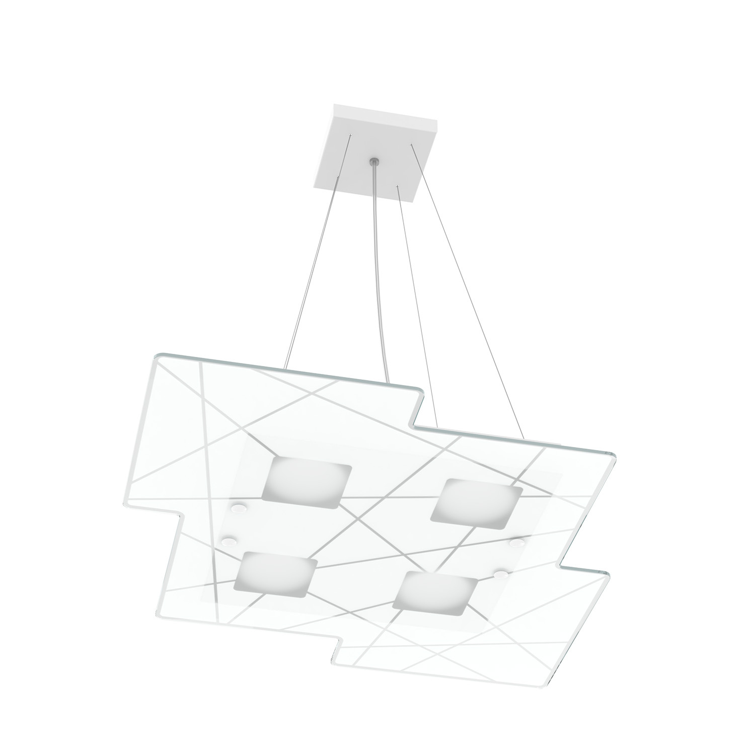 Lampadario Contemporaneo Focus Metallo Bianco Vetro 4 Luci Gx53 1199_S4