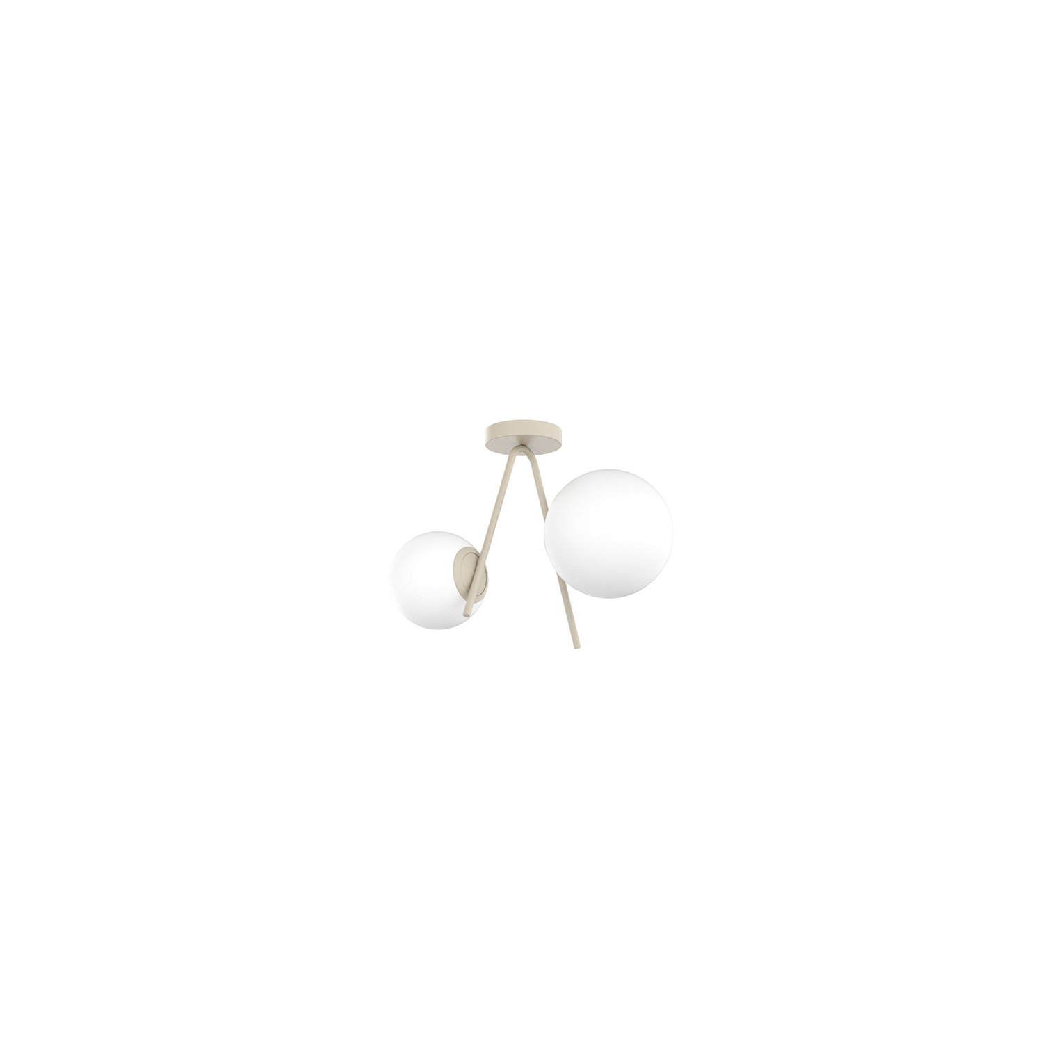 Plafoniera Contemporanea Boomerang Metallo Sabbia Vetro Bianco 2 Luci E27 1200_2