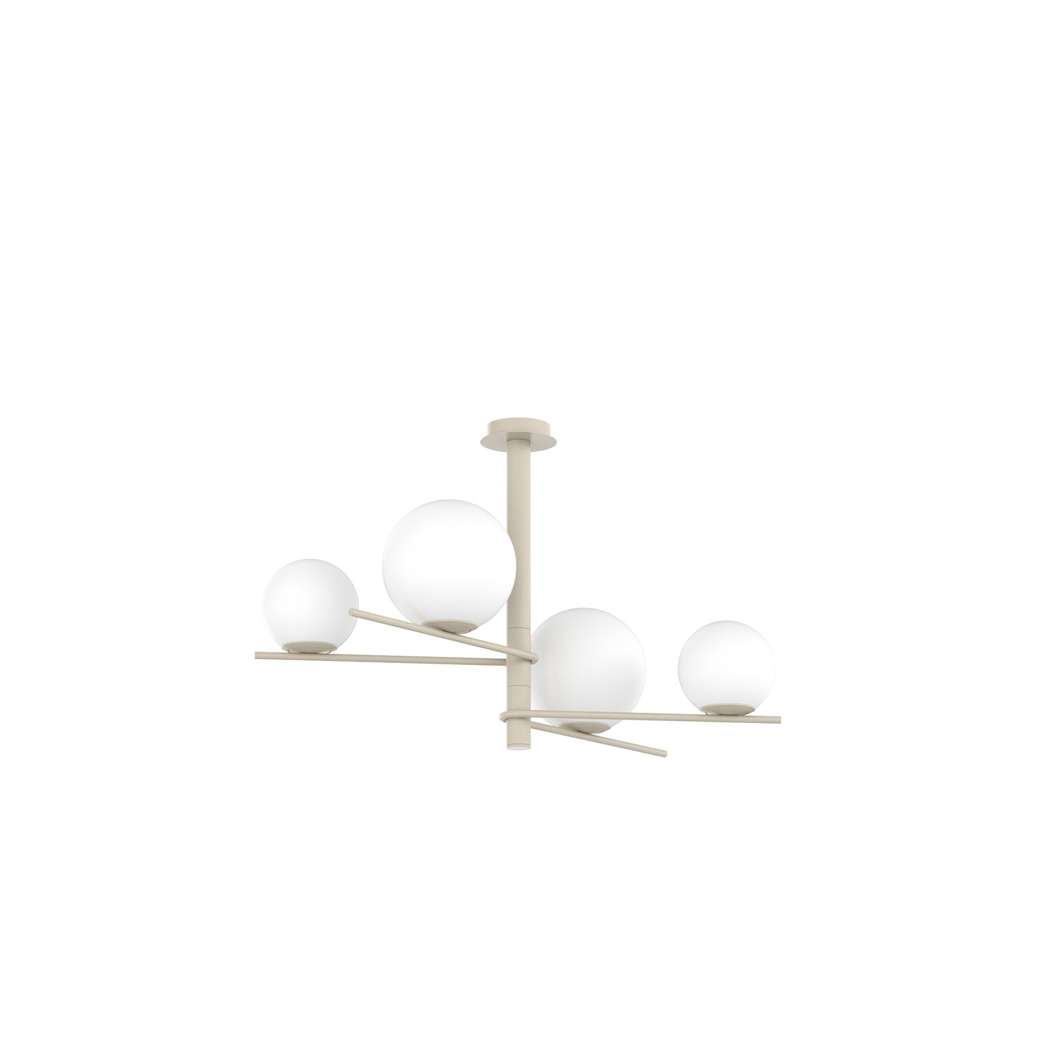 Lampadario Contemporaneo Boomerang Metallo Sabbia Vetro Bianco 4 Luci E27 1200_4