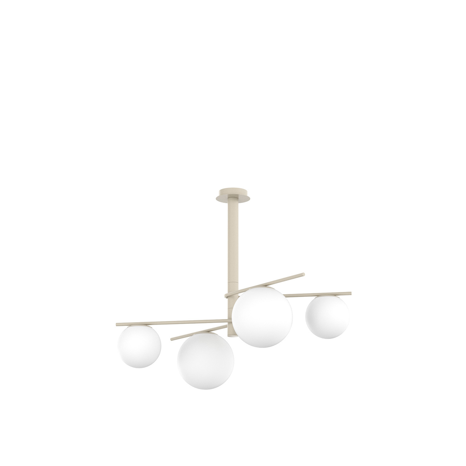 Lampadario Contemporaneo Boomerang Metallo Sabbia Vetro Bianco 4 Luci E27 1200_4