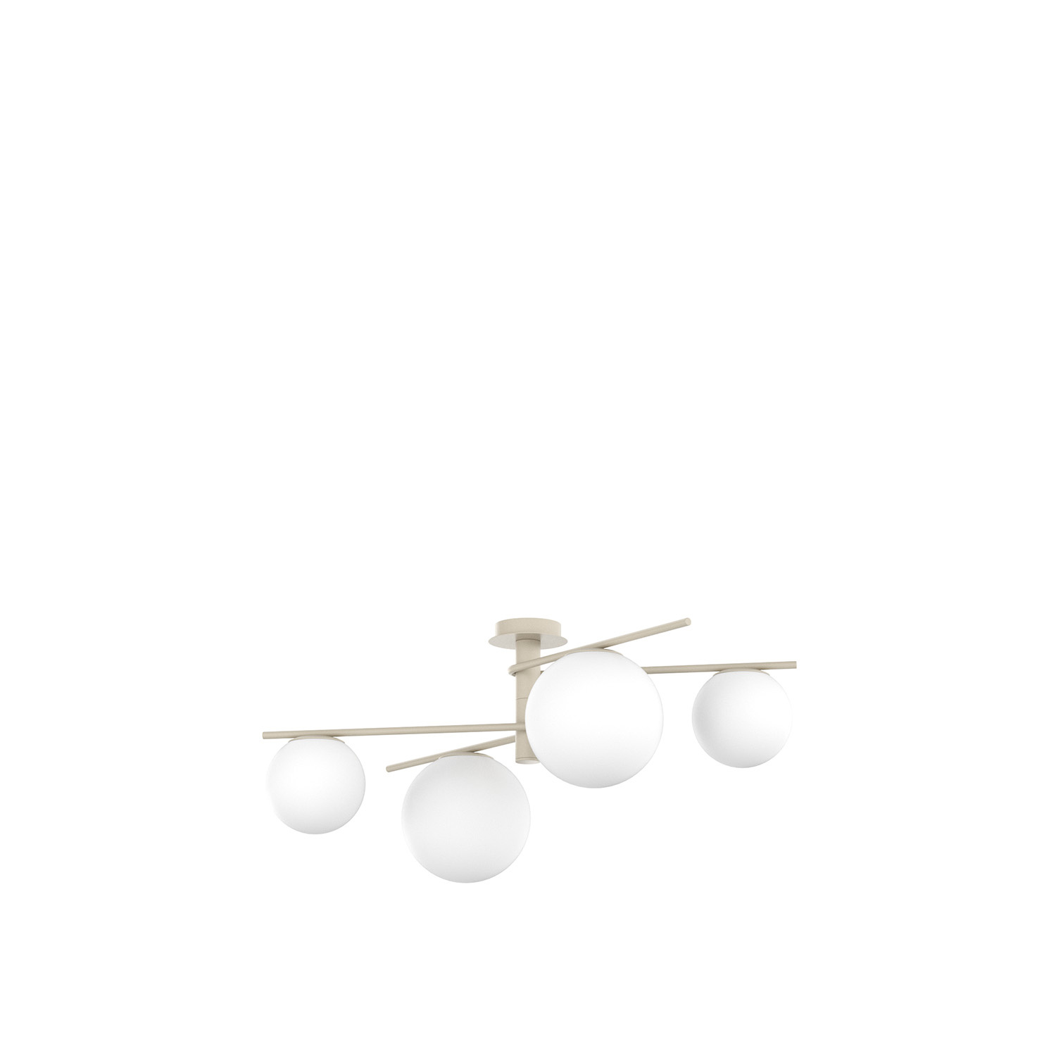 Lampadario Contemporaneo Boomerang Metallo Sabbia Vetro Bianco 4 Luci E27 1200_4