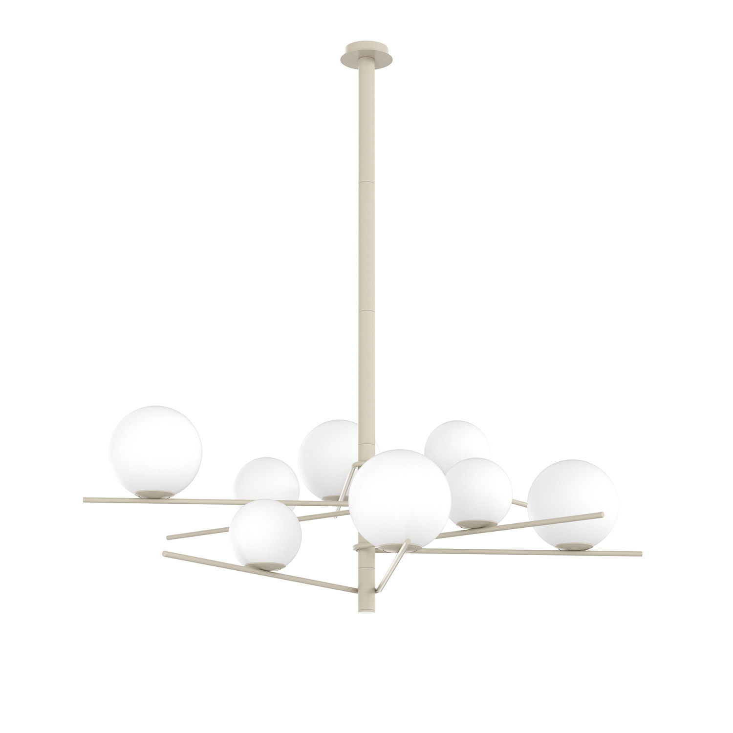 Lampadario Contemporaneo Boomerang Metallo Sabbia Vetro Bianco 8 Luci E27 1200_8