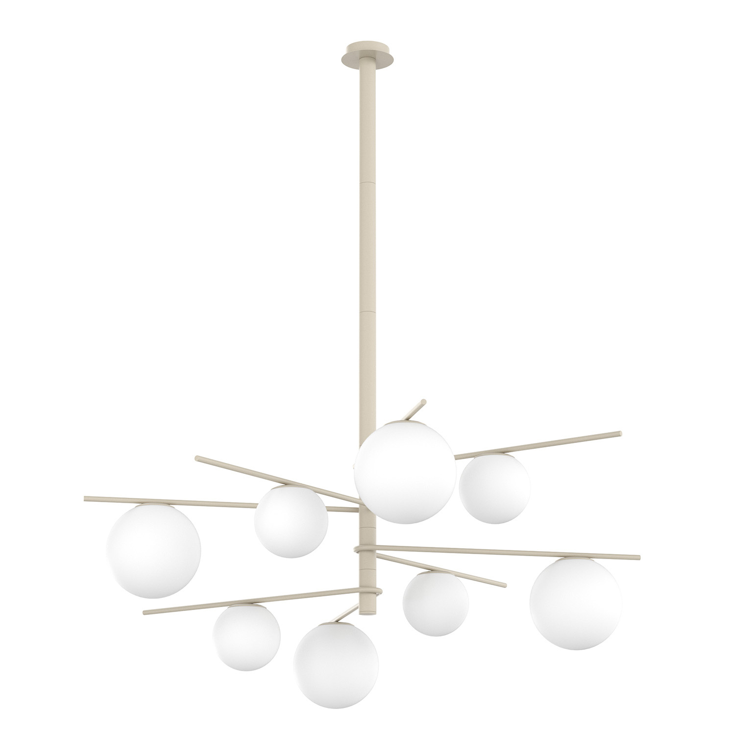 Lampadario Contemporaneo Boomerang Metallo Sabbia Vetro Bianco 8 Luci E27 1200_8