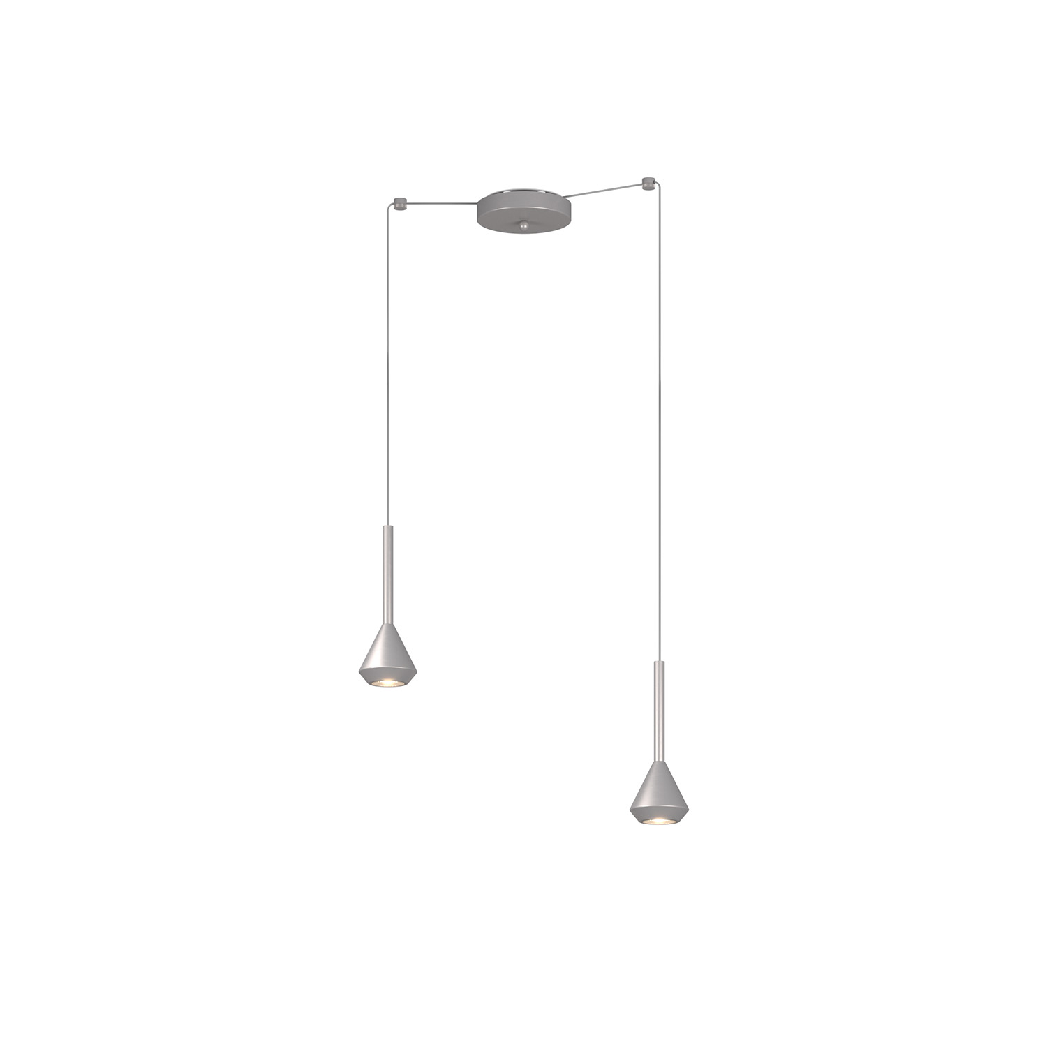 Lampadario Moderno Aygo Metallo Color Alluminio 2 Luci Gu10