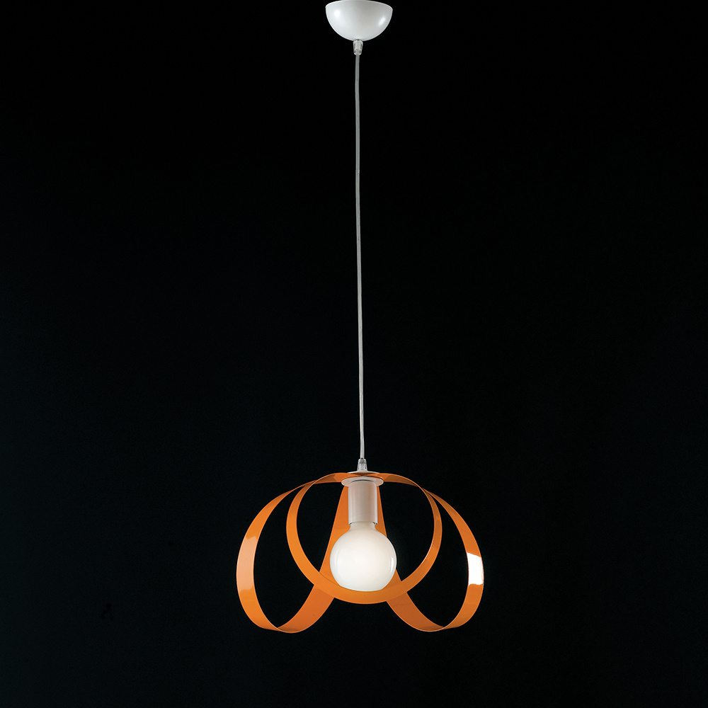 Sospensione Moderna 1 Luce Ferro Laccato Bianco e Arancio Serie Piovra | Lampadari e Sospensioni | Luce Art Shop Sospensione Moderna 1 Luce Ferro Laccato Bianco e Arancio Serie Piovra | Be Light