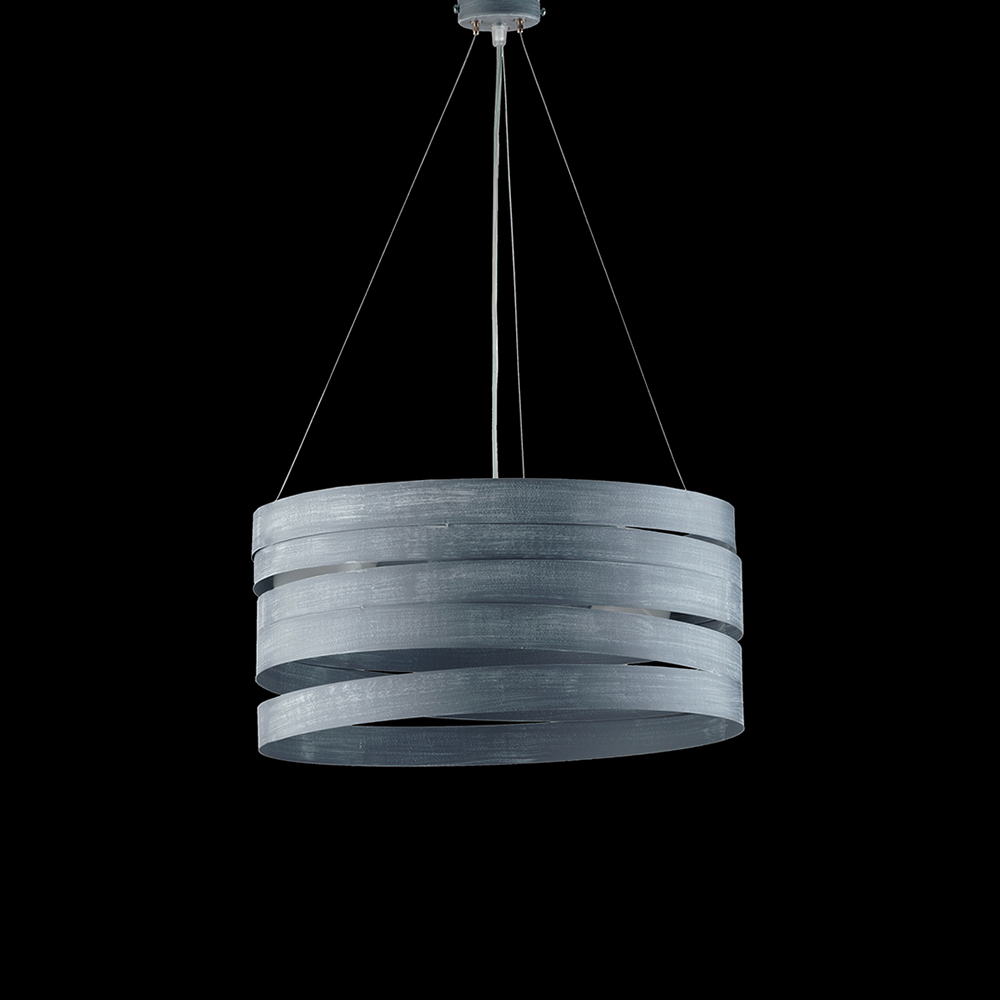 Sospensione moderna 3 Luci Fasce circolari Ferro Shabby Grigio Serie Mambo | Be Light