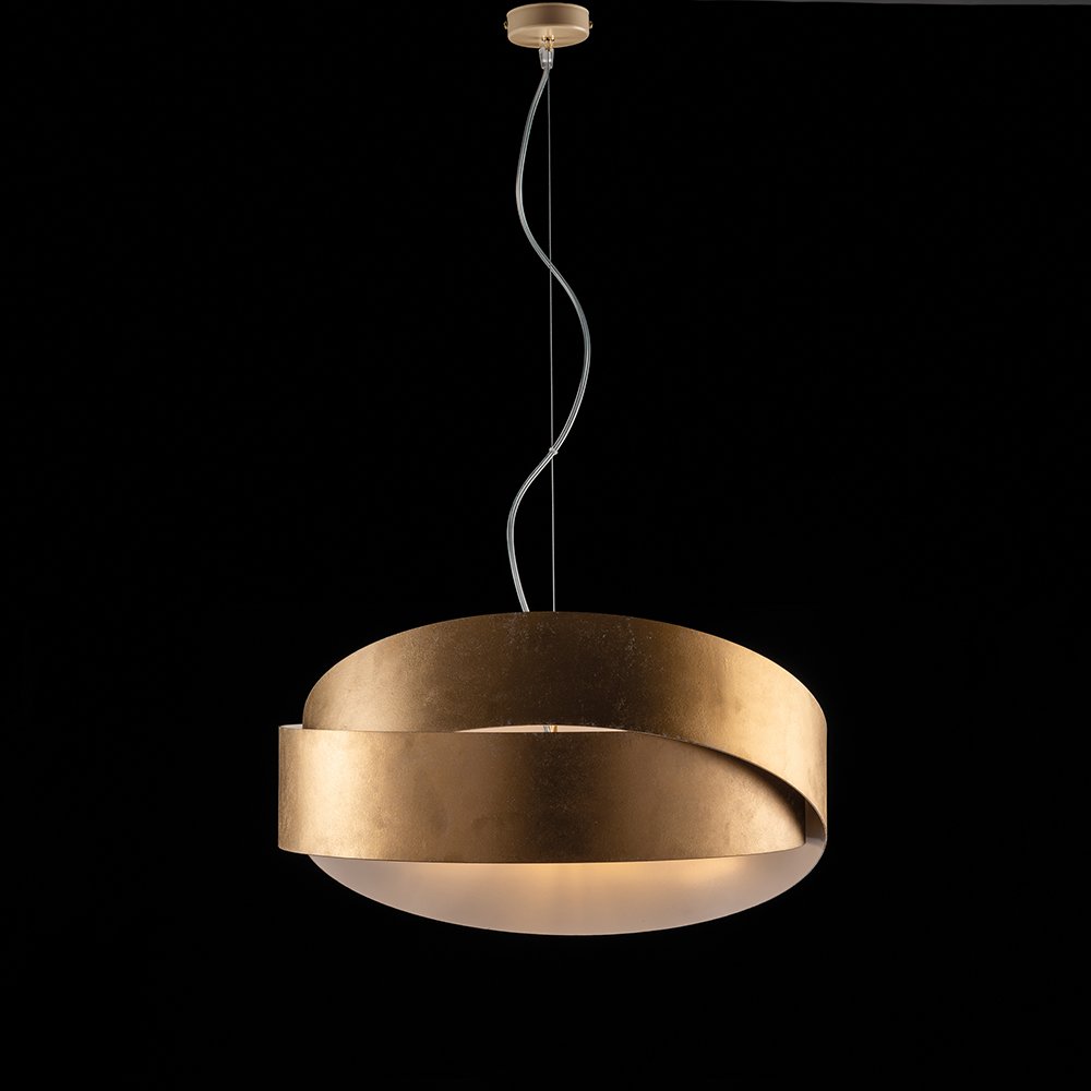 Sospensione Moderna 2 Luci Ferro Laccato Bianco E Oro Serie Astro
