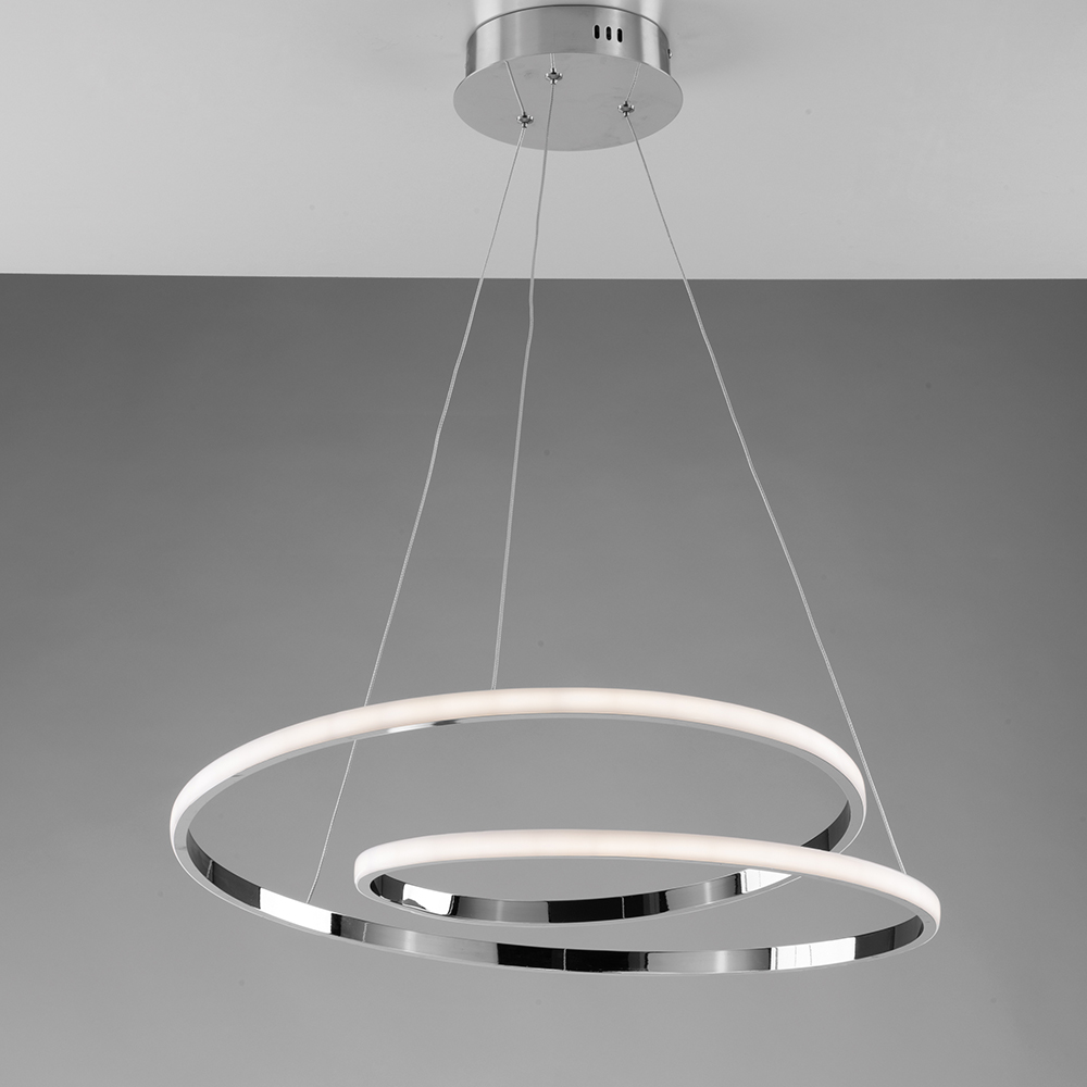 Sospensione Moderna con Led Integrato Metallo e Alluminio Cromo Serie Spira | Be Light