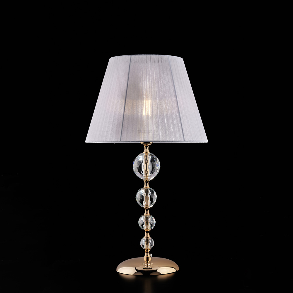 Lampada da tavolo oro con sfere bolle in vetro bianco luce