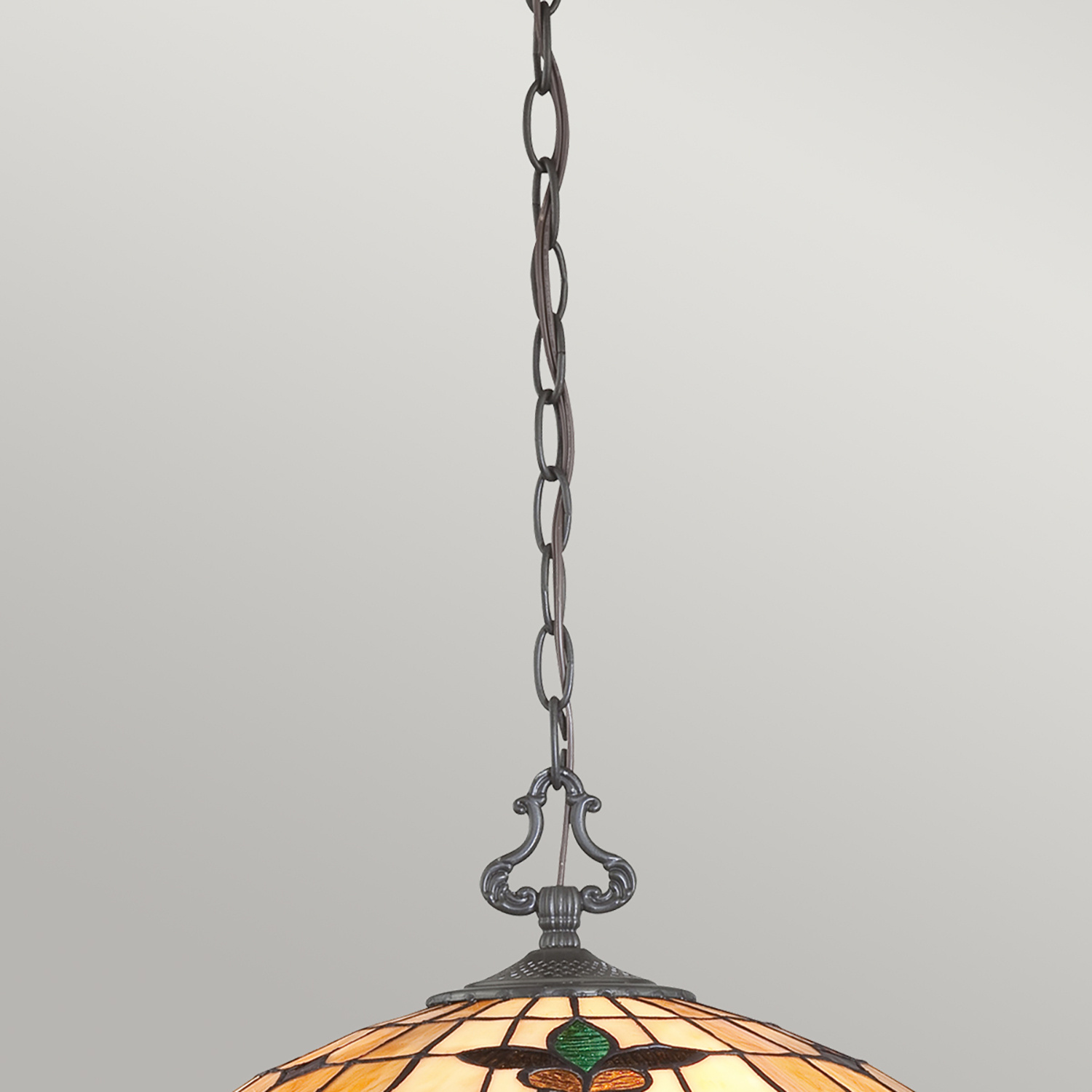 Lampadario Tiffany Kami Metallo Bronzo Vintage 3 Luci E27 QZ-KAMI-P