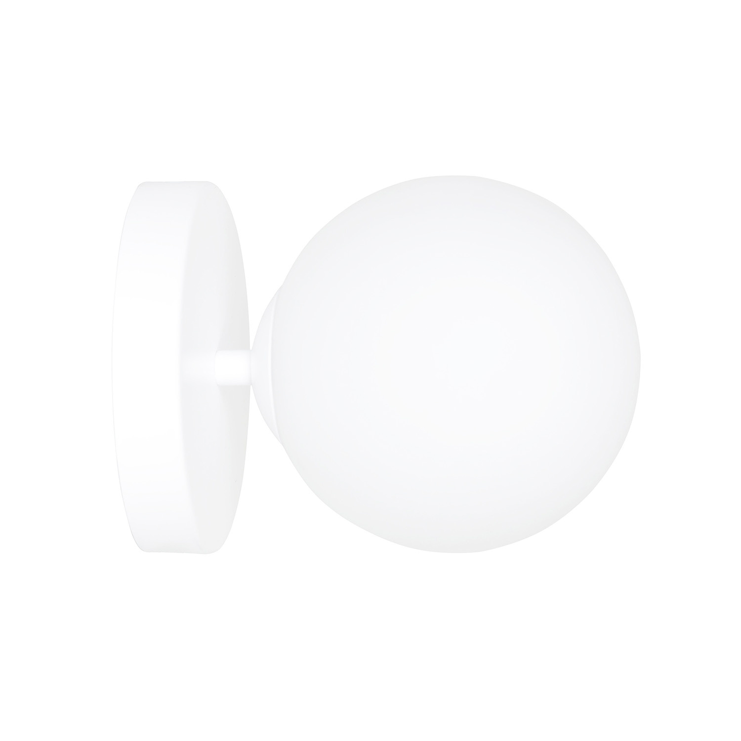 Applique 1 Luce Kalf In Acciaio Bianco A Bracci E Sfera In Vetro Opalino 1031/K1