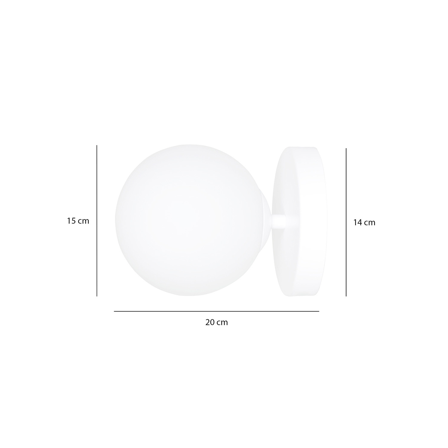 Applique 1 Luce Kalf In Acciaio Bianco A Bracci E Sfera In Vetro Opalino 1031/K1