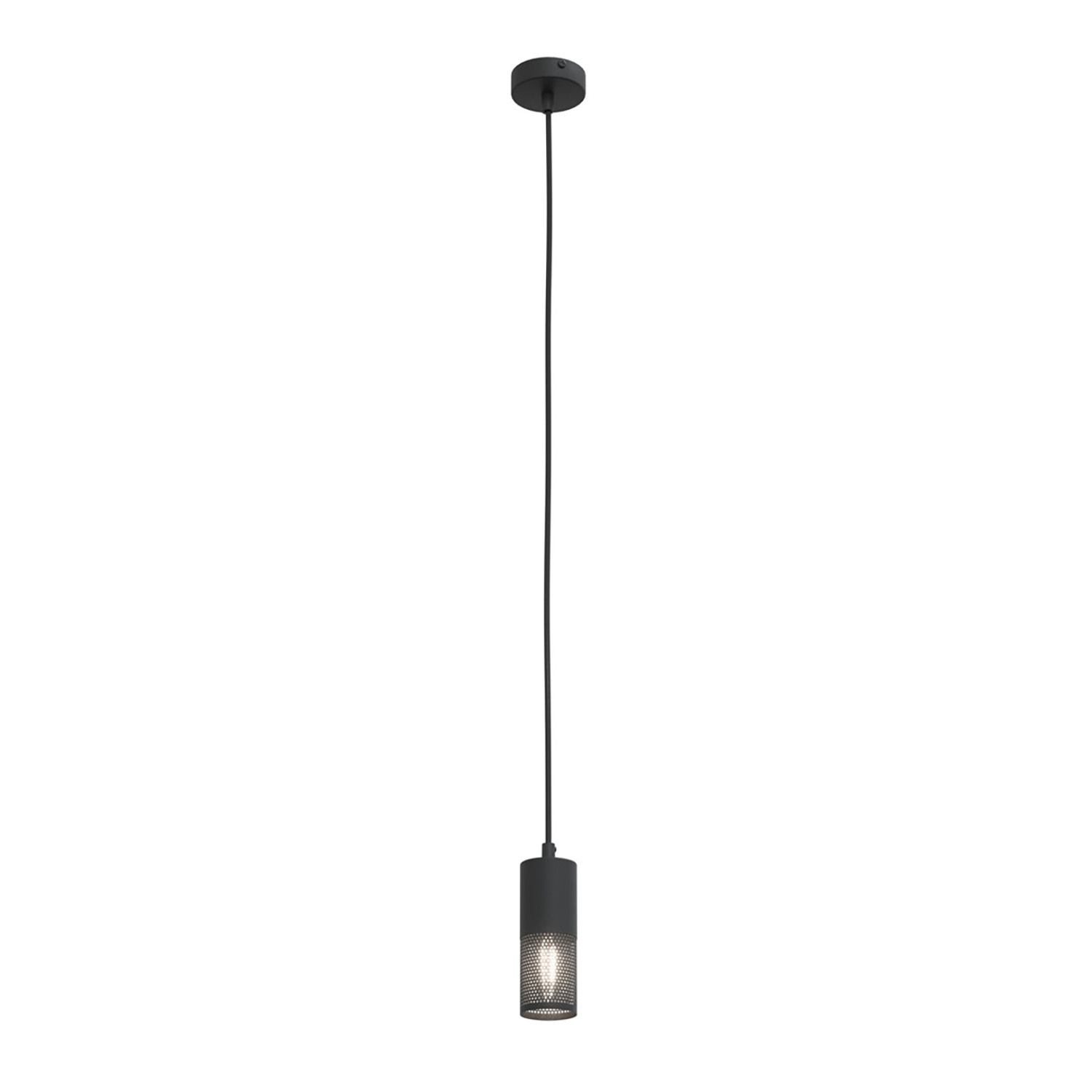 Sospensione Moderna 1 Luce Melt Cilindro Con Rete In Acciaio Nero 1407/1