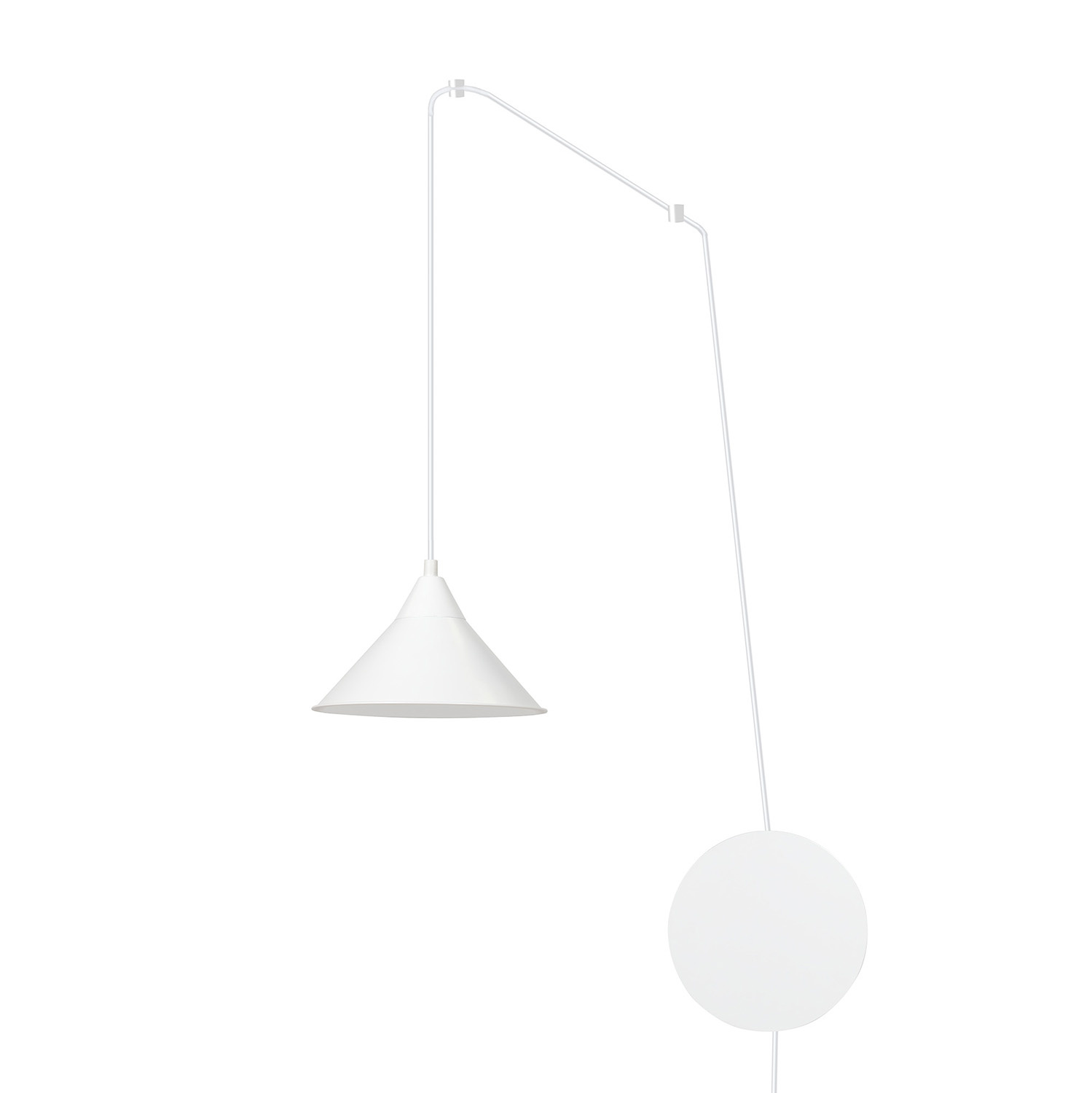 Sospensione Minimal 1 Luce Abramo In Acciao Bianco E Paralume A Cono 159/1