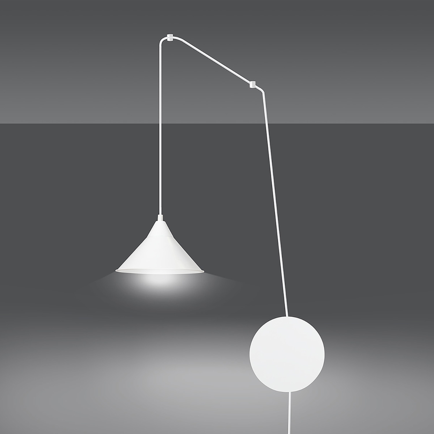 Sospensione Minimal 1 Luce Abramo In Acciao Bianco E Paralume A Cono 159/1