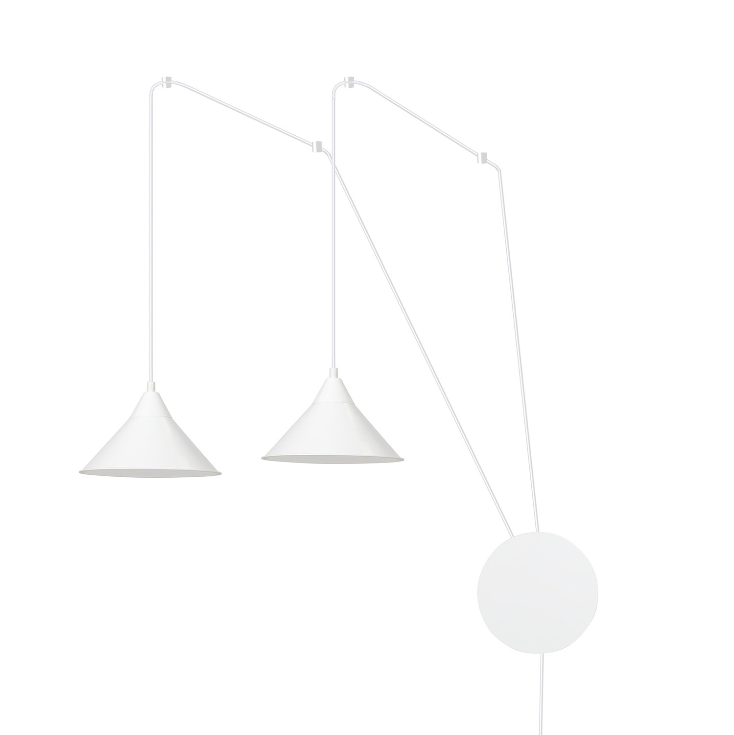 Sospensione Minimal 2 Luci Abramo In Acciao Bianco E Paralume A Cono 159/2