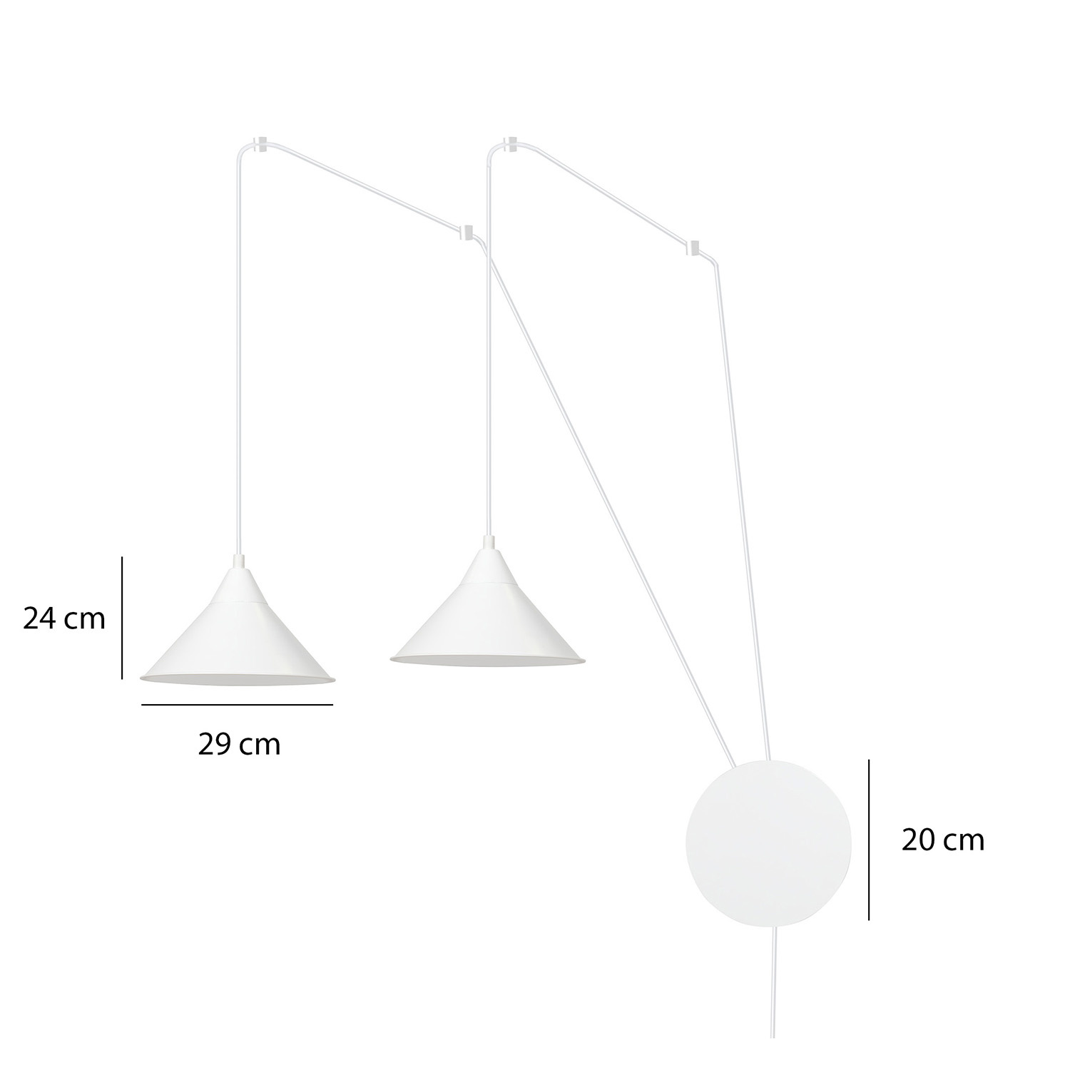 Sospensione Minimal 2 Luci Abramo In Acciao Bianco E Paralume A Cono 159/2
