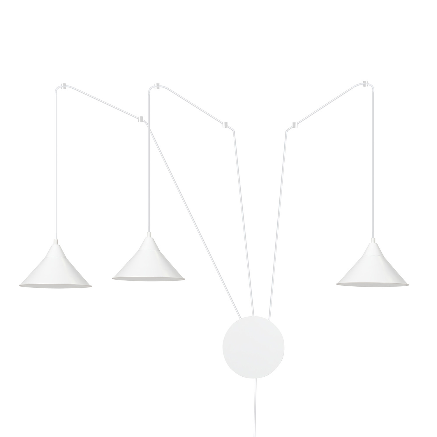 Sospensione Minimal 3 Luci Abramo In Acciao Bianco E Paralume A Cono 159/3