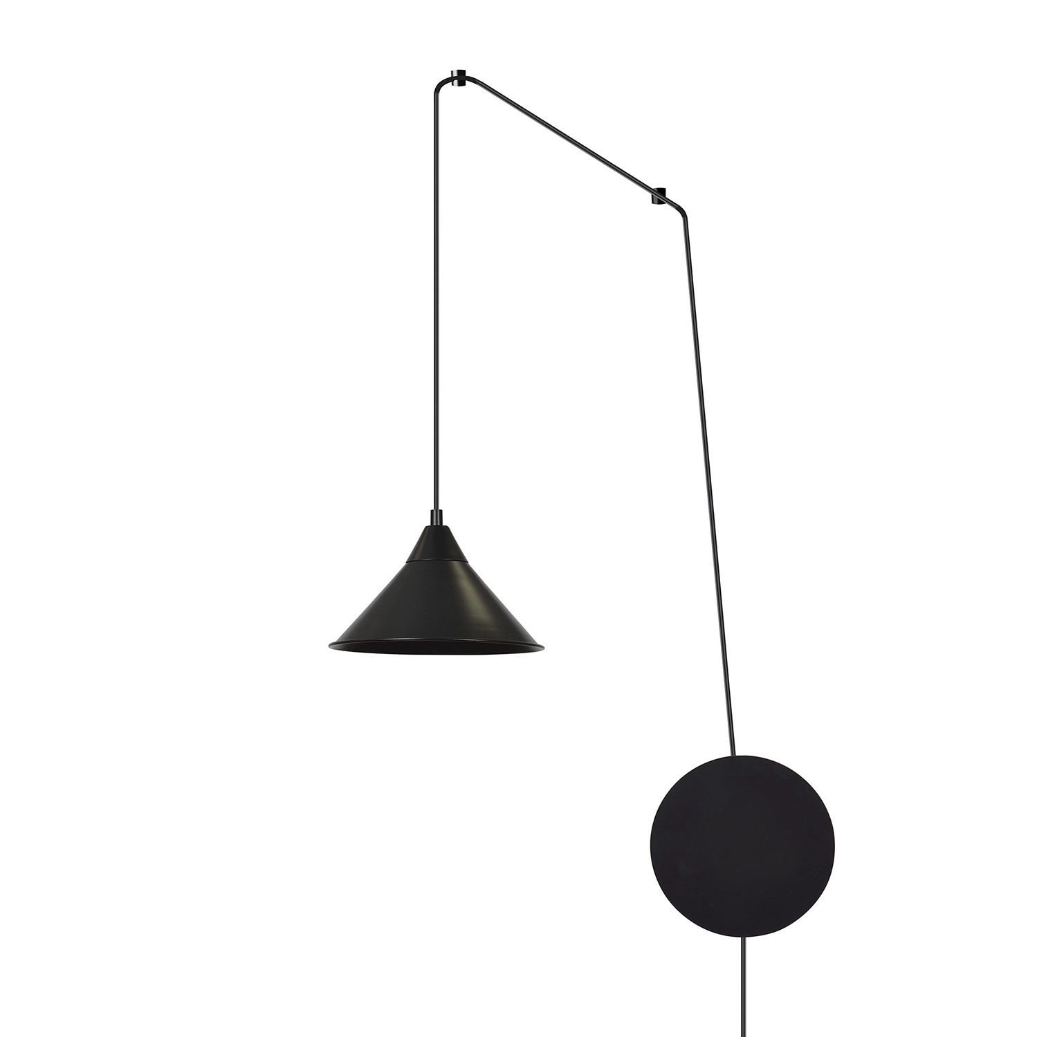 Sospensione Minimal 1 Luce Abramo In Acciao Nero E Paralume A Cono 160/1