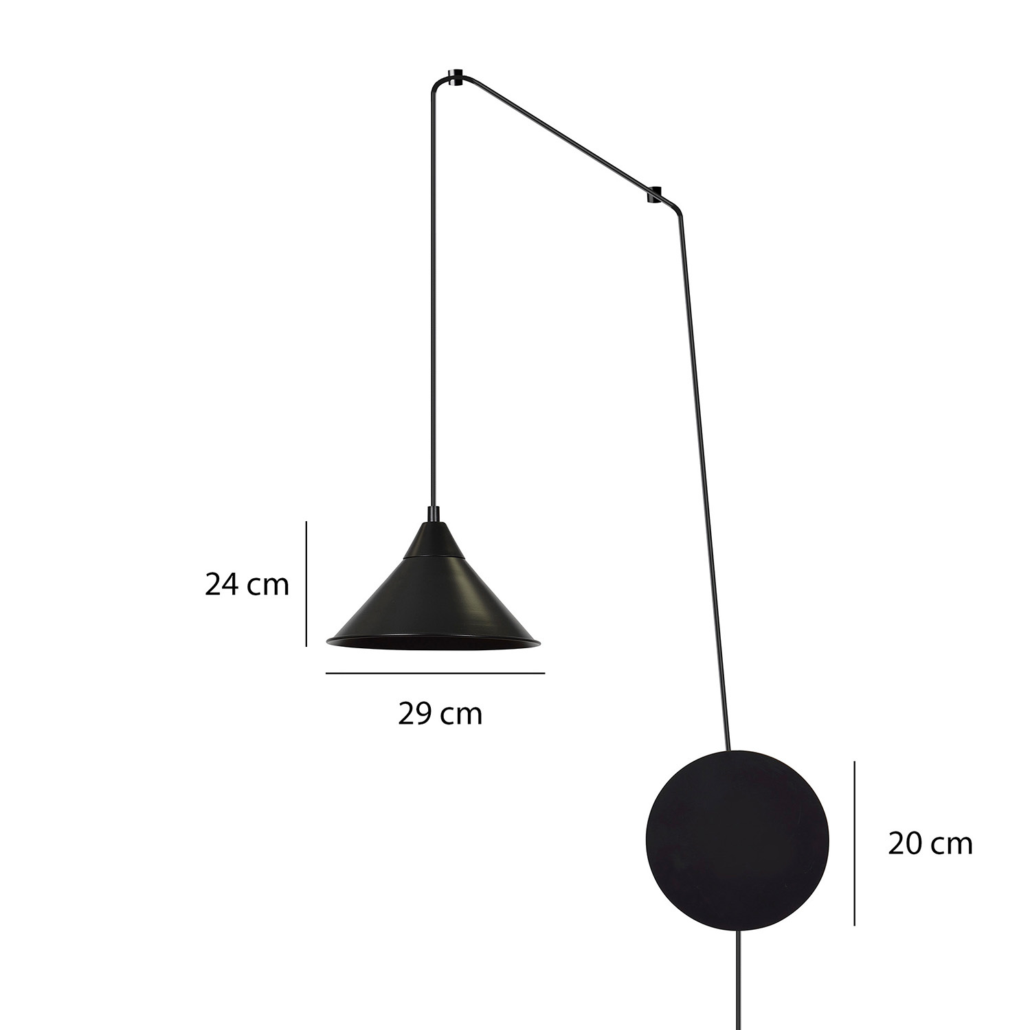 Sospensione Minimal 1 Luce Abramo In Acciao Nero E Paralume A Cono 160/1