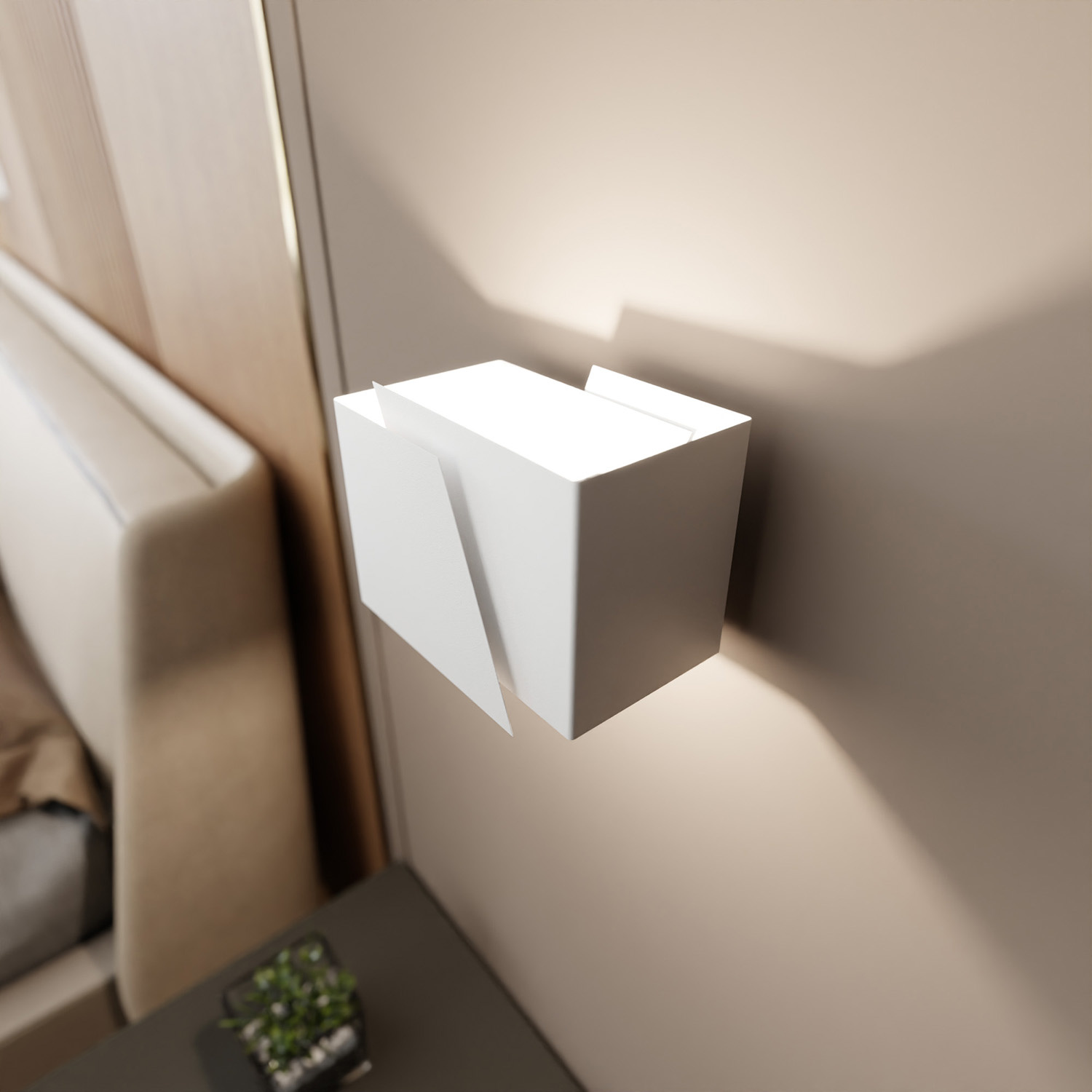 Applique Moderna 1 Luce Frost A Forma Geometrica In Acciaio Bianco 940/1