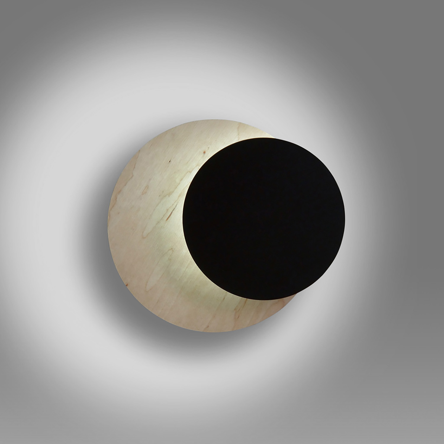 Applique 1 Luce A Disco Con Base In Legno Naturale E Acciaio Nero 971/2