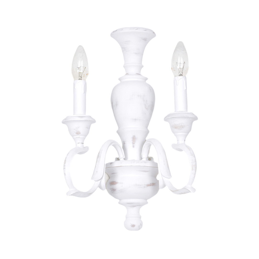 Applique In Legno Classico Bianco Sciupato 2 Luci Folaga | Appliques - Lampade da Parete | Luce Art Shop Applique In Legno Classico Bianco Sciupato 2 Luci Folaga | LuceArt