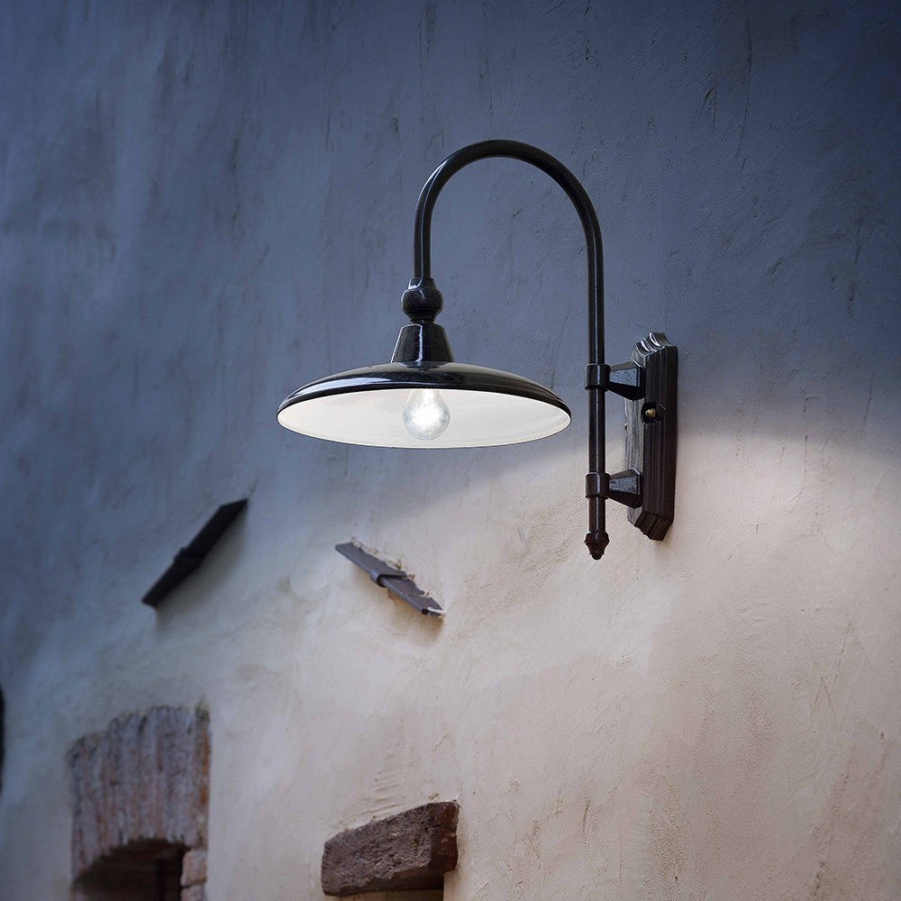 Applique Da Esterno Classica Campobasso Metallo E Ceramica Nero 1 Luce E27 A353-NE