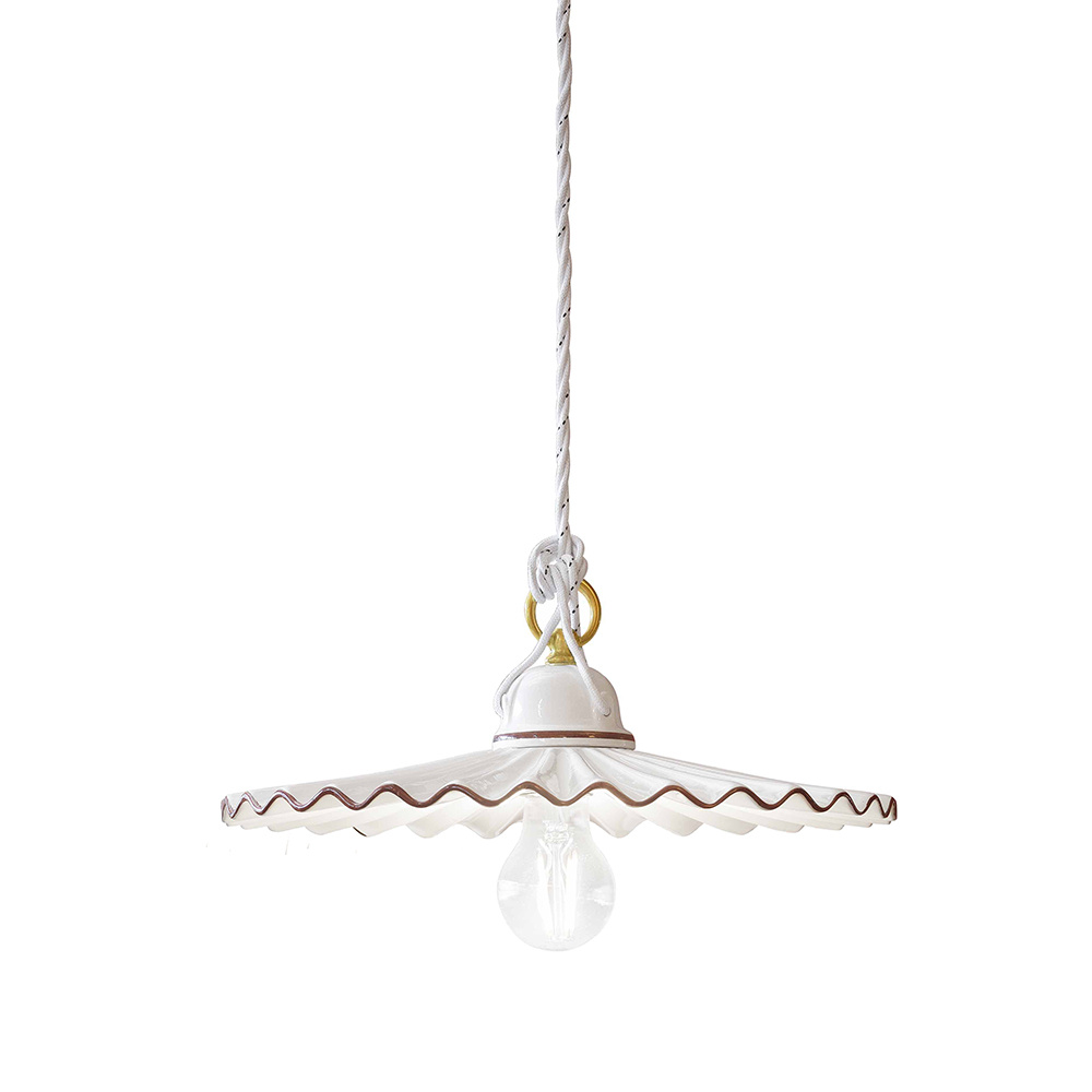 Image of Sospensione Classica L&#39;Aquila Ottone E Ceramica Decorato Diam. 31Cm 1 Luce E27