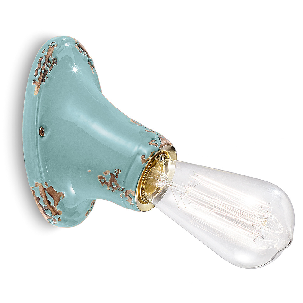 Applique Vintage Senza Diffusore Ceramica Azzurro 1 Luce E27 C115-VIA