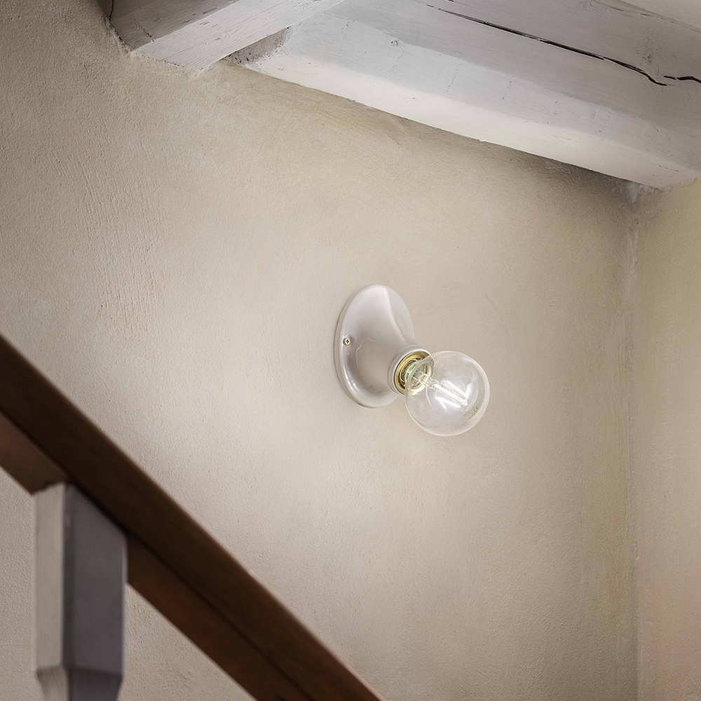 Applique Con Cordina Classica Trieste Bianco Lucido 1 Luce E27 C115-1-02
