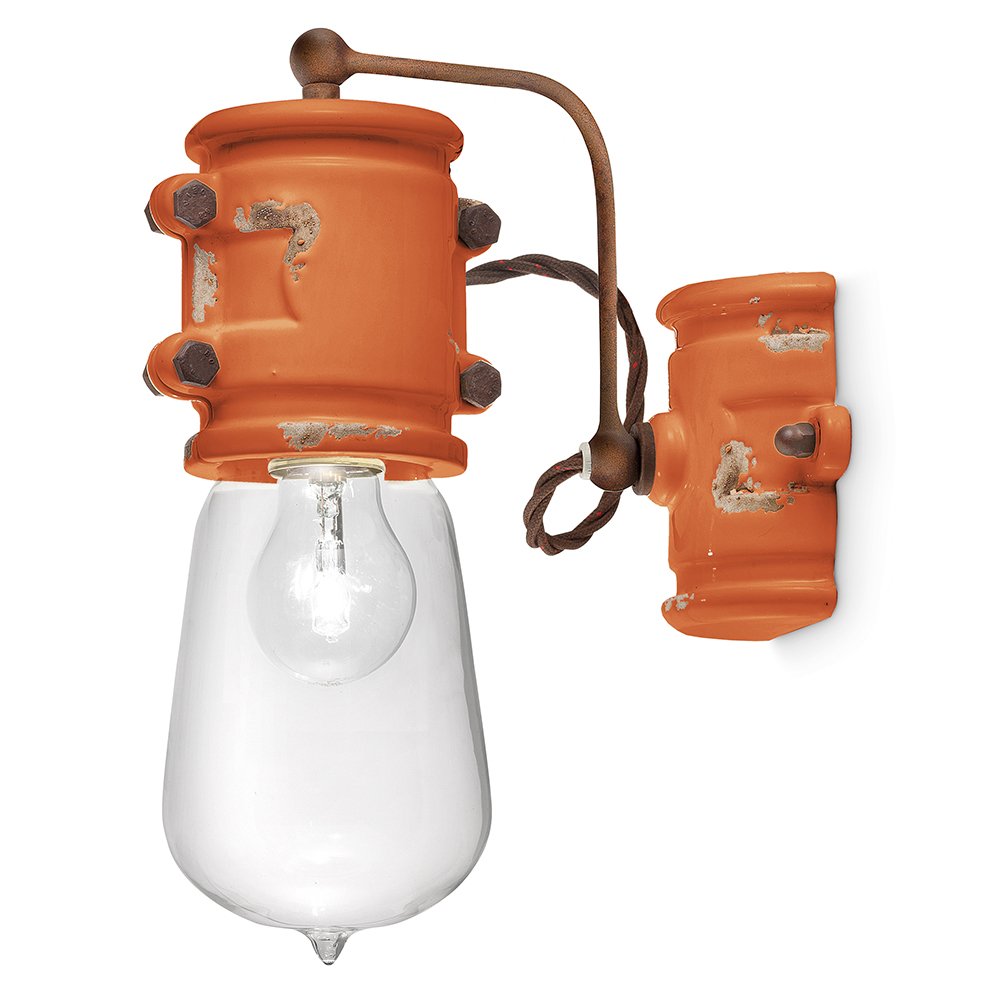 Applique Vintage Urban Ferro E Ceramica Arancio 1 Luce E27 22Cm C1523-VIO