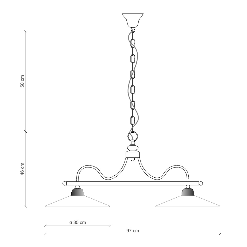 Lampadario Classico Asti Metallo E Ceramica Nero Sfumato Argento 2 Luci E27 C158-NA-38-DEC-SOB