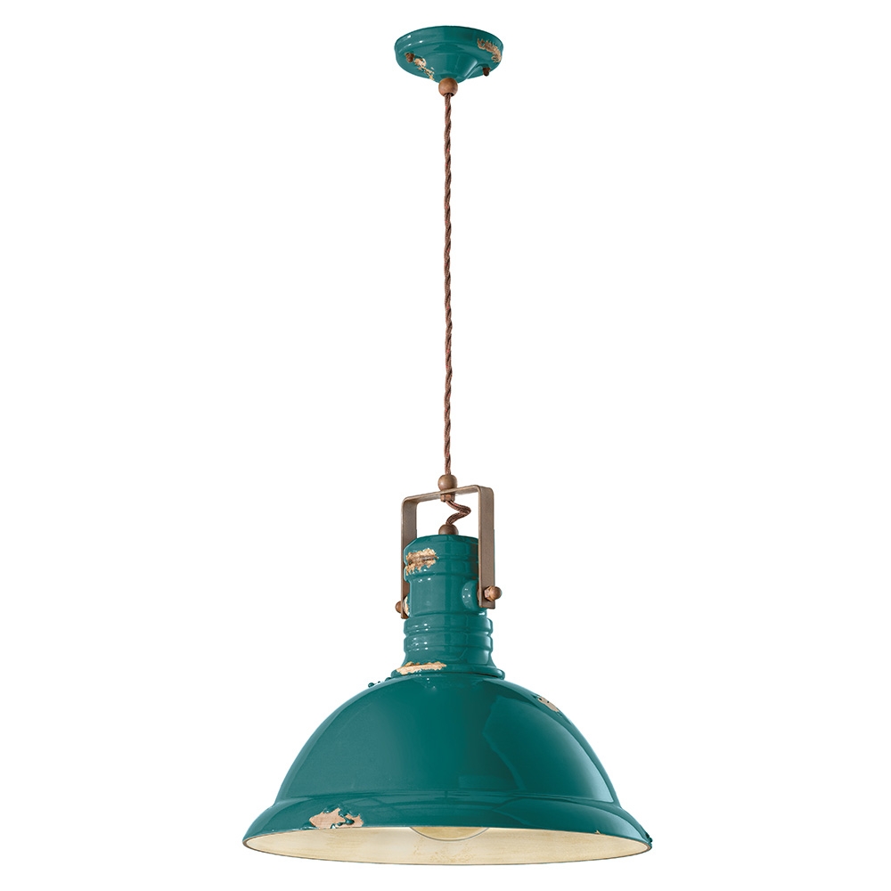 BES-33776 - Lampadari - beselettronica - Portalampada Vintage Verde Effetto  Metallo 2M Attacco E27 Industrial 60W