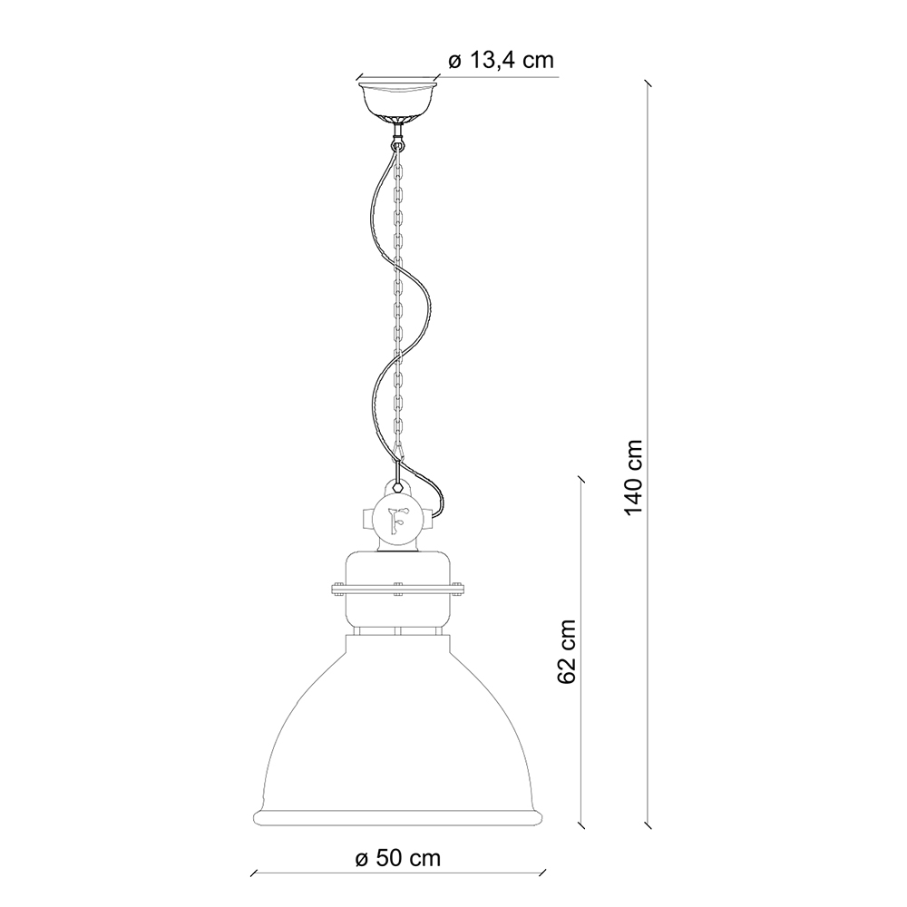 Lampadario Industrial Ferro E Ceramica Vintage Verde 1 Luce E27 50Cm