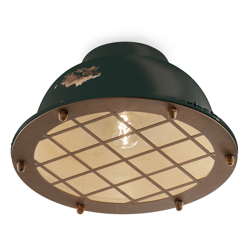 Plafoniera Industrial Ferro E Ceramica Vintage Nero 1 Luce E27