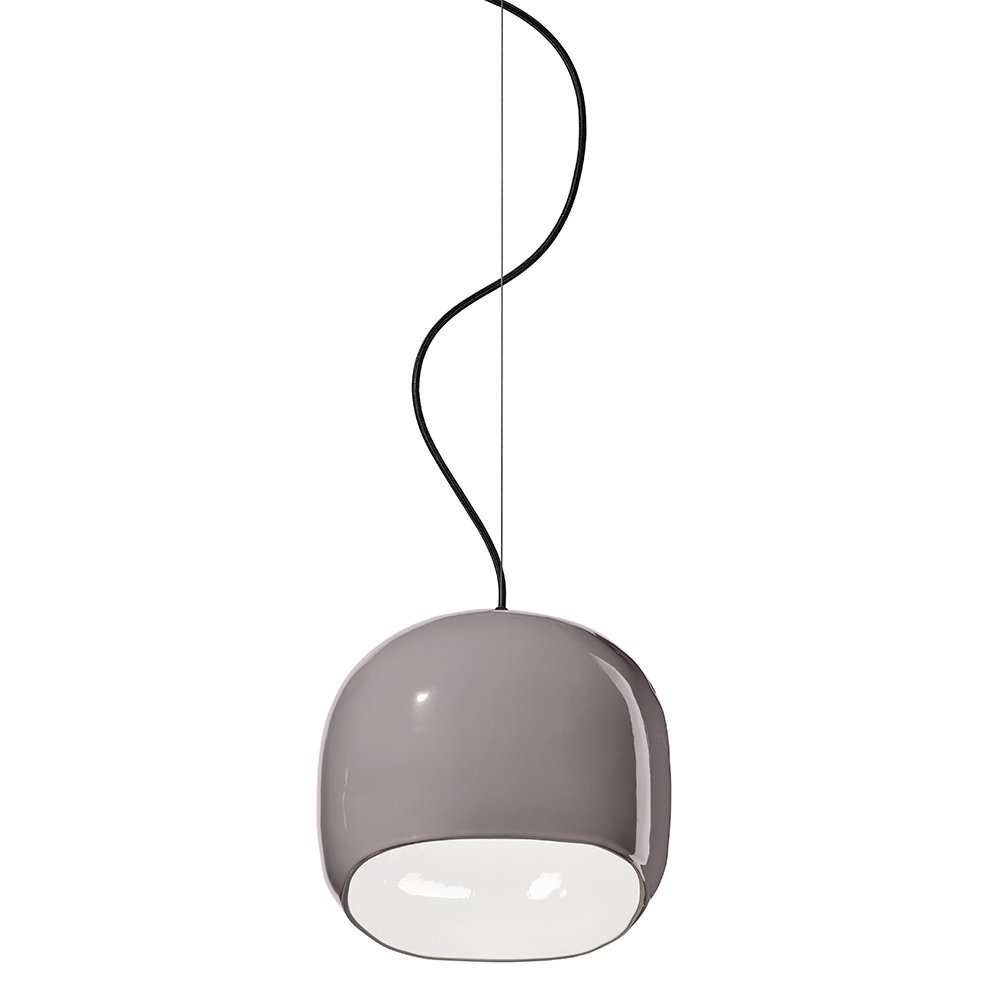 Sospensione Piccola Vintage Decò Ayrton Ceramica Grigio 1 Luce E27