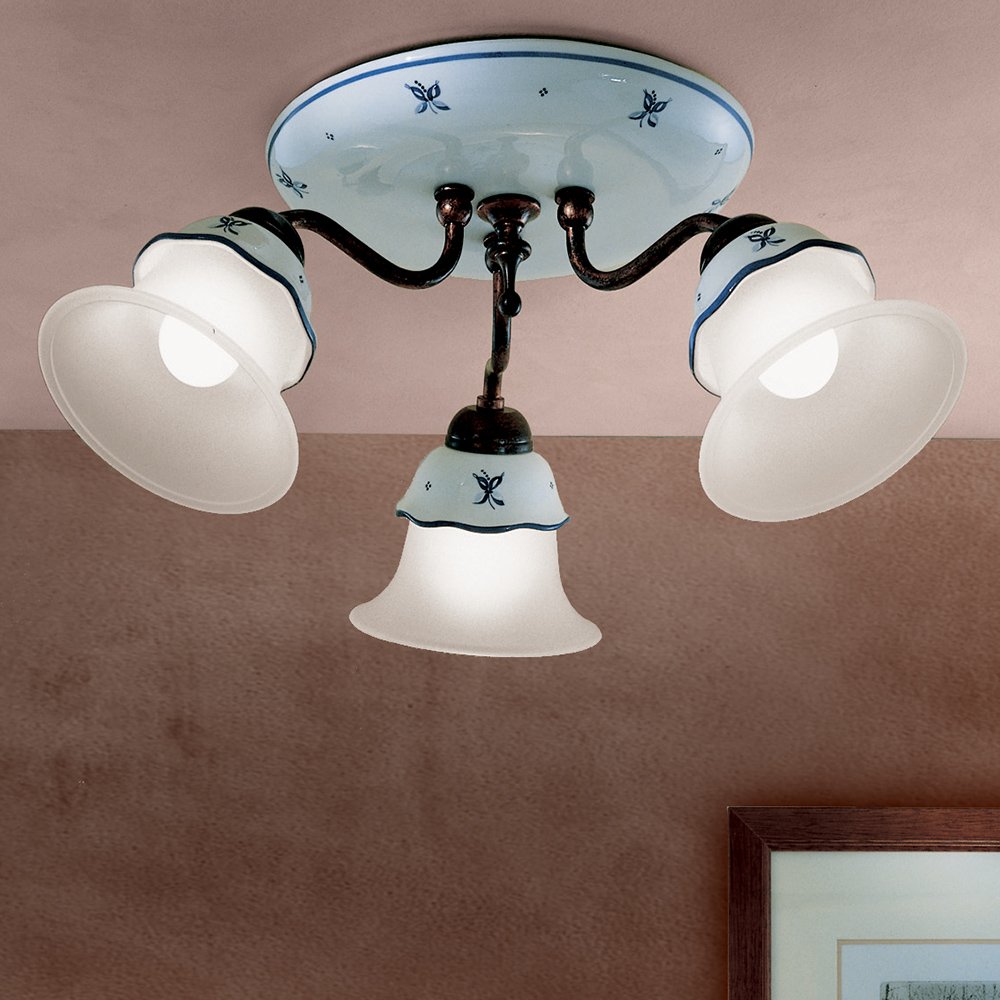 Plafoniera A Due Faretti Orientabili In Metallo Color Rame - Design Retrò, Attacco E14, Senza Lampadine Incluse
