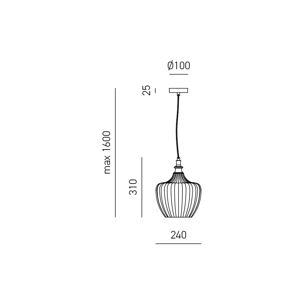 Sospensione Contemporanea Cleofe Metallo Cromo Vetro Ocra 1 Luce E27 D.24Cm CLEOFE-S-10-O