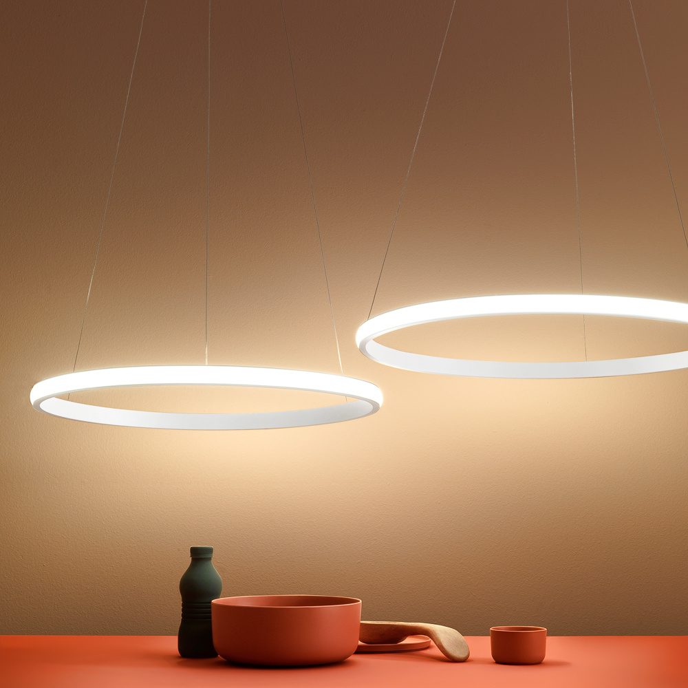 Sospensione Moderna Iole Alluminio Bianco Satinato E Silicone Led 1 Luce 28W IOLE-S-1-B